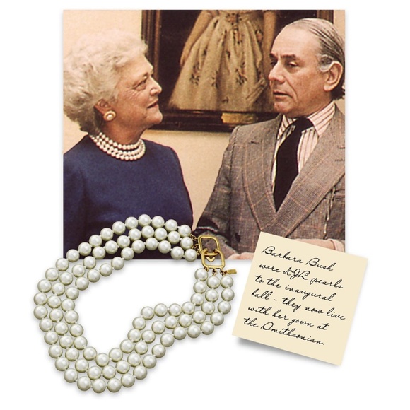 KENNETH JAY LANE,3 ROW GLASS PEARL NECKLACE